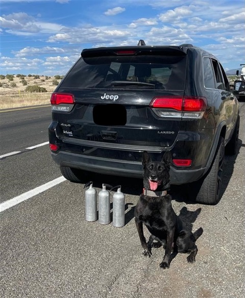 YCSO K9 NEXT TO FIRE EXTINGUISHERS AND BLACK JEEP